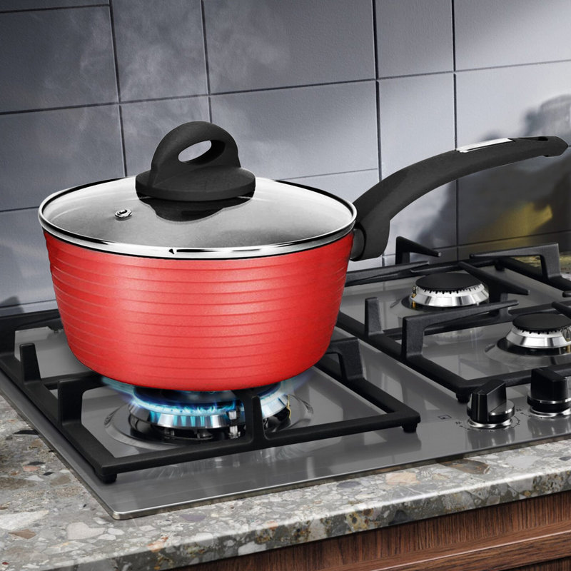 NutriChef 1,5 pte Casserole antiadhésive en aluminium avec couvercle