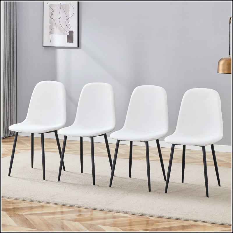 Chaise de salle à manger en lin et coton blanc - ensemble de 4
