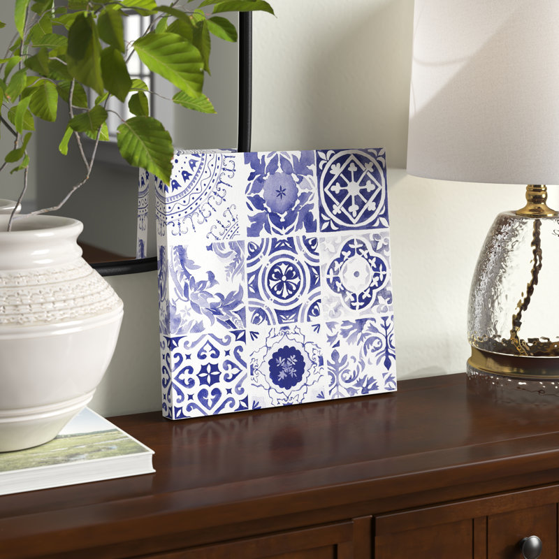 Marine Bold Tiles - Reproduction d'art sur toile tendue, H 12 po x l 12 po
