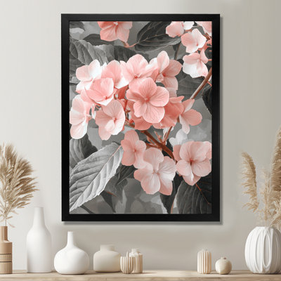 Doux hortensia rose en niveaux de gris III - impressions sur toile florales