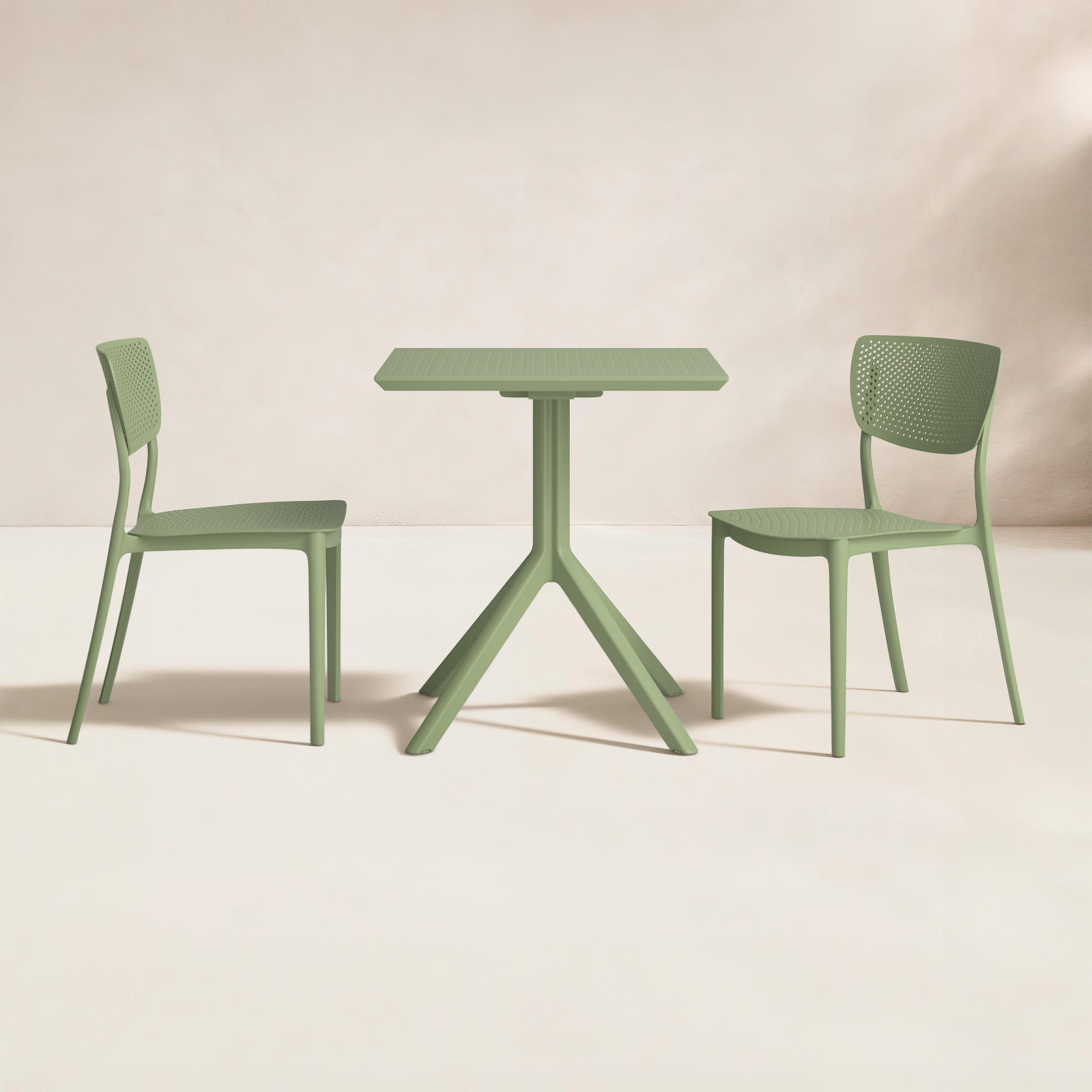 Farrah Patio Bistro Set, Olive Green, 27.5" D x 27.5" W x 29.5" H