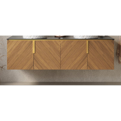 Comptoir 60 po à texture noir et blanc ARAI, armoire, sans lavabo et robinet, chêne