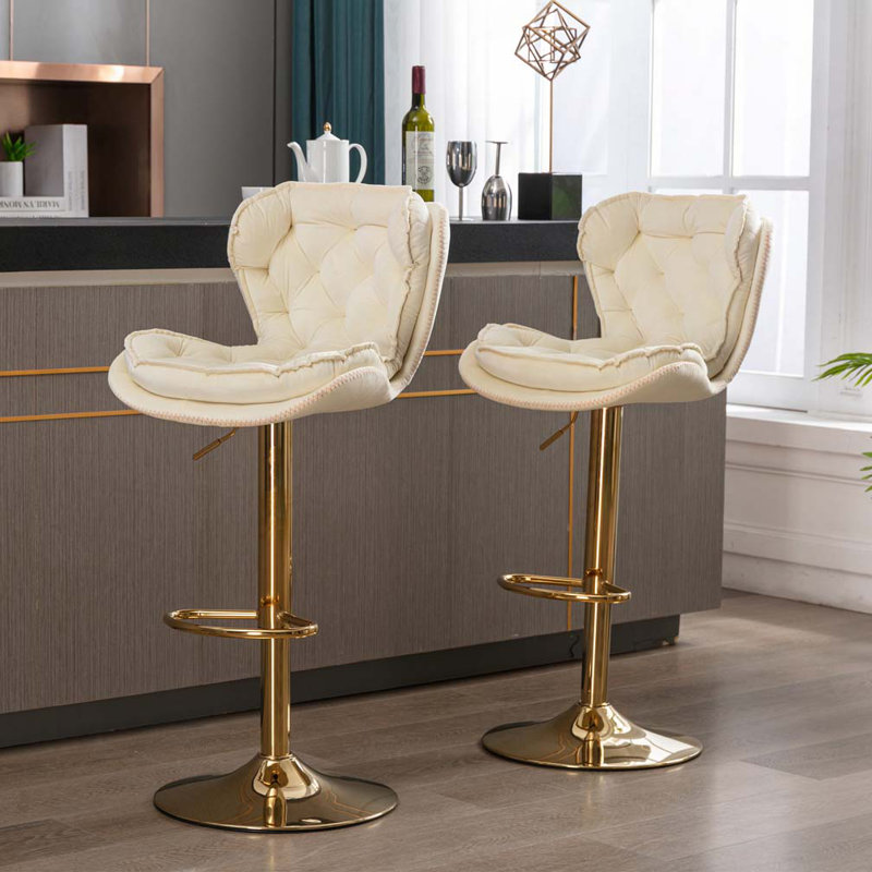Swivel Fabric Upholstered Metal Bar Stools Set with Back and Footrest, Red Seat/Black Frame