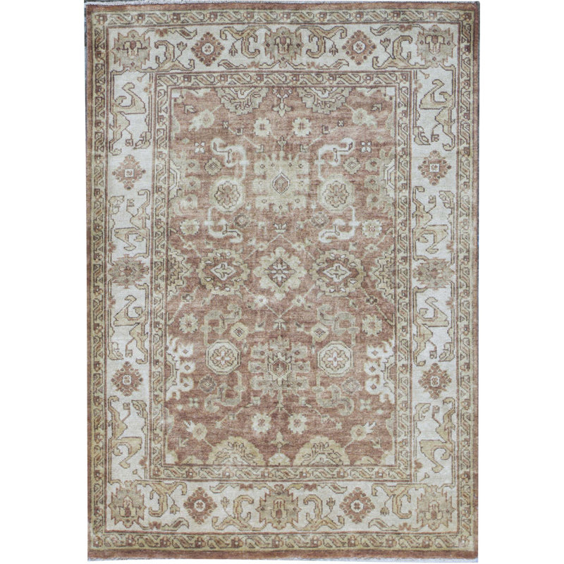 Tapis rouille et ivoire noué à la main de haute qualité