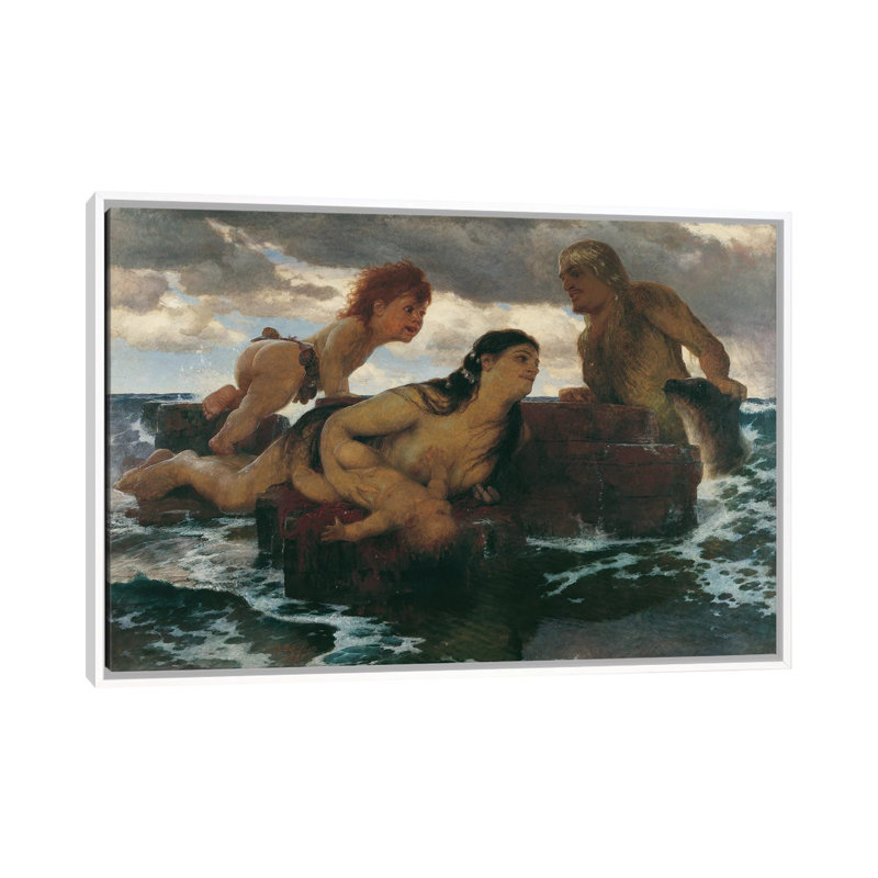 Idylle marine - ABQ80, H 40 po x l 60 po, Impression sur toile flottante sans passe-partout, Blanc