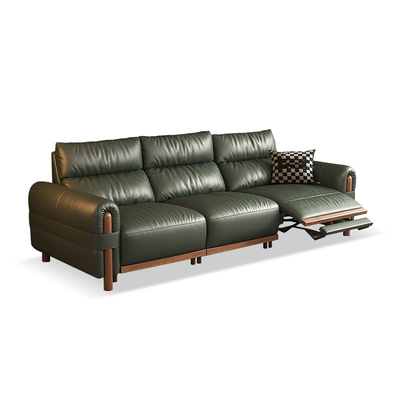 Canapé modulaire vert en cuir véritable, H 37,8 po x l 107,87 po x P 59,84 po, 3, Vert