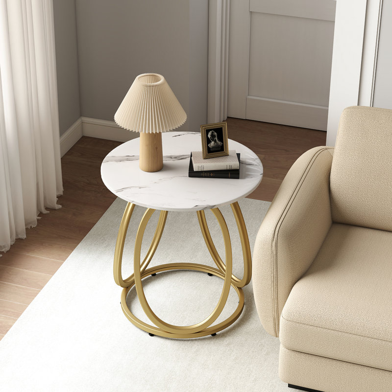 Living Room Table Set, Calacatta White/Gold