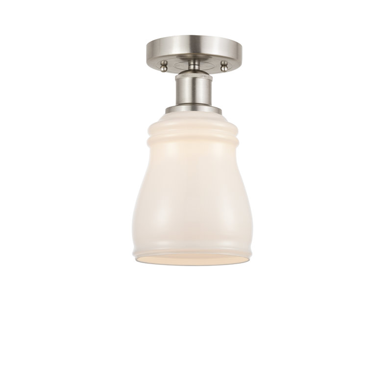 Plafonnier semi-encastré en verre Mccarver, Blanc, Nickel satiné brossé