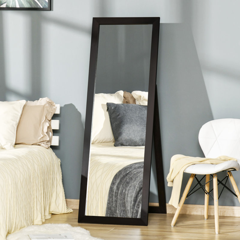 Miroir sur pied pleine longueur, miroir sur pied lincya pour salon, chambre à coucher, Brun