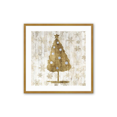 Rustic Gold Christmas Tree Print
