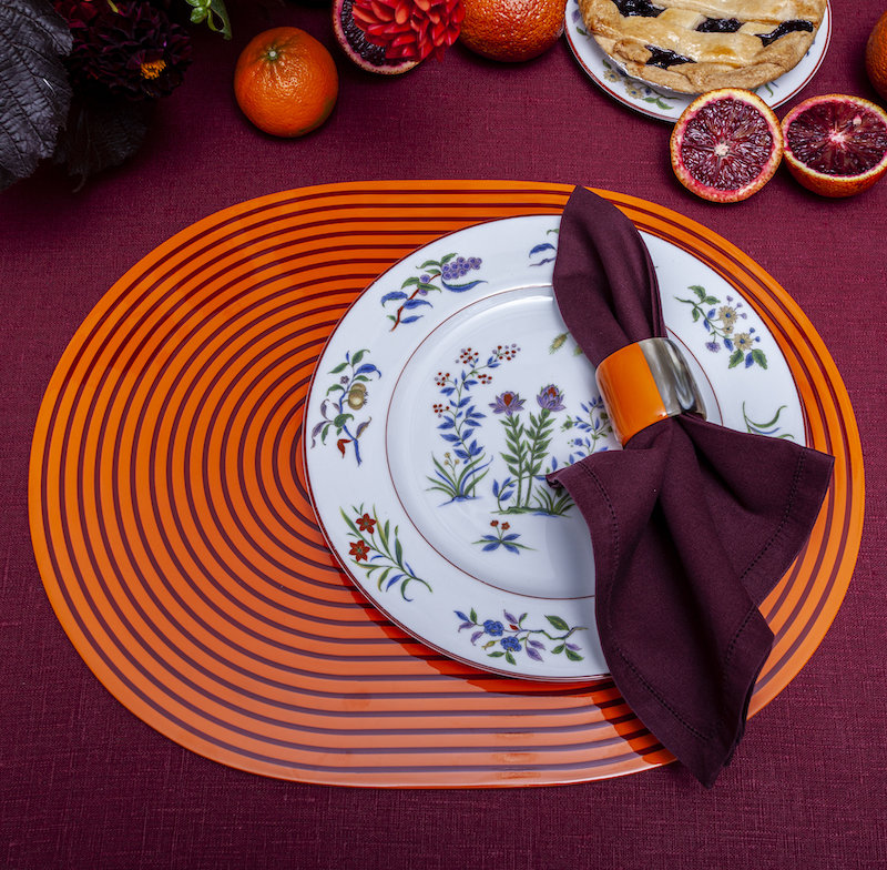 Lacquer Stripe Placemats, Plum/White
