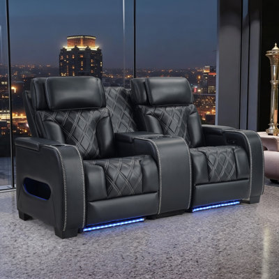 Causeuse inclinable électrique en cuir de 73 po de large avec appui-tête réglable et éclairage d'ambiance