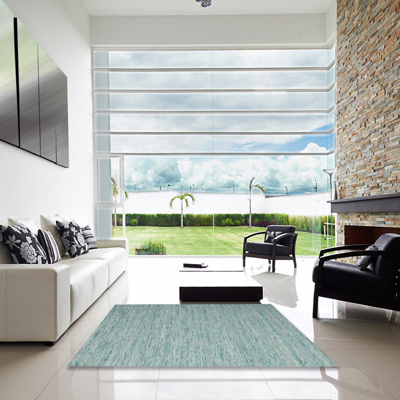 Tapis contemporain bleu, Carré 7 pi