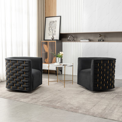 Occie Velvet Swivel Barrel Chair