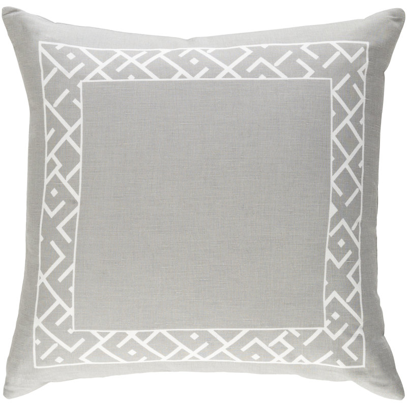 Ethiopia Rwanda Geometric 18" Throw Pillow, Gray/White, Down