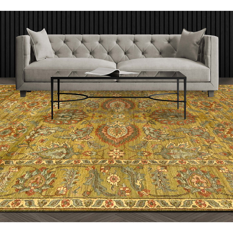 Tapis vert noué à la main de haute qualité