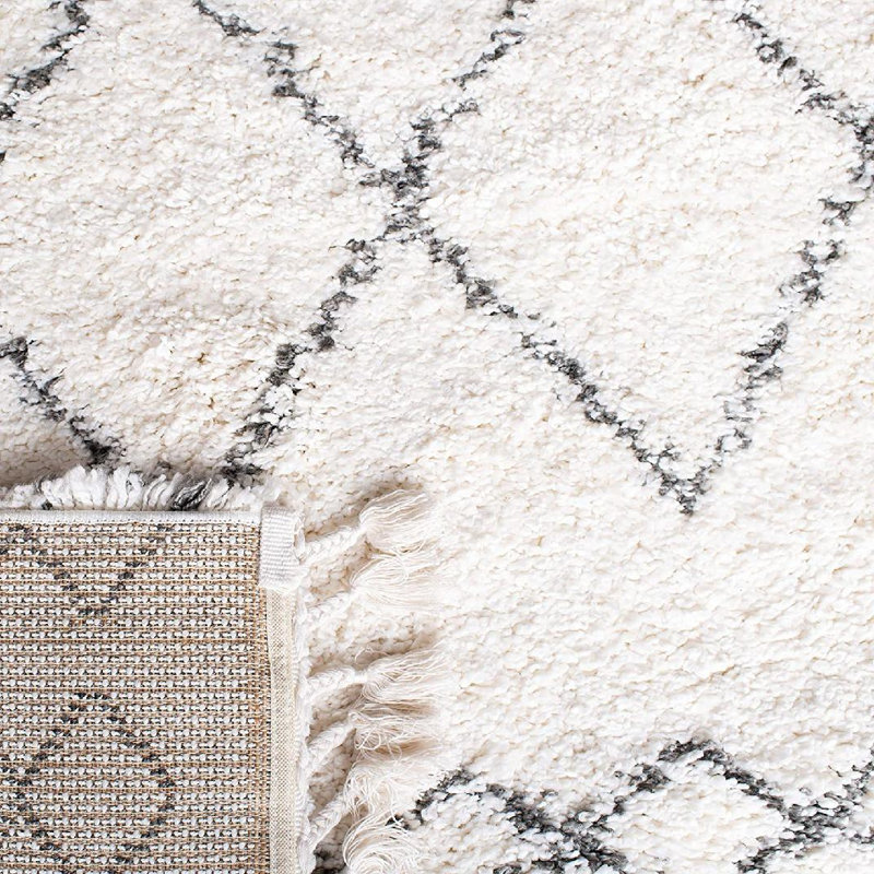 ImraanMoroccan Fringe Shag Performance Geometric Rug, Rectangle 5'3" x 7'6"