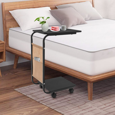 C Shaped Side Table  W/ Brake Caster
