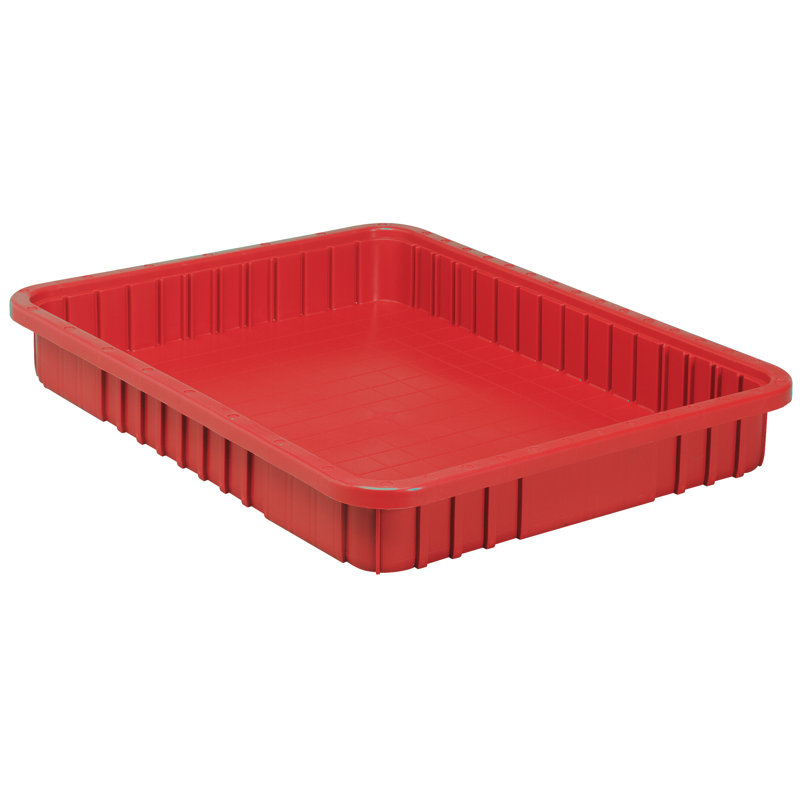 Dividable Grid Container, 22-1/2"L x 17-1/2"W x 3"H, case of 6, Red