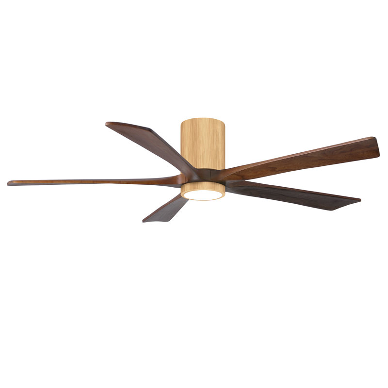 Ventilateur de plafond à 5 pales DEL avec ensemble d'éclairage inclus Irene, Érable clair, 60", Ton noyer