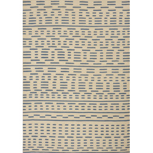 Tapis beige/bleu handwoven à tissage plat