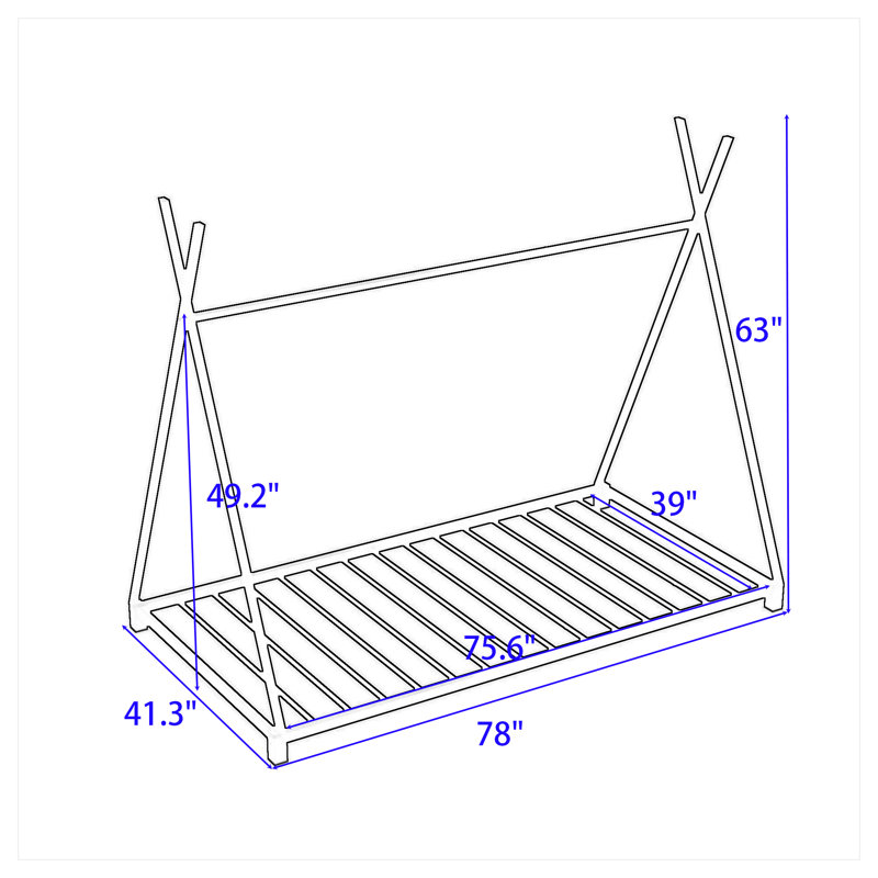 Aaliyaha Twin Size Metal Platform Bed with Triangle Structure and Slats