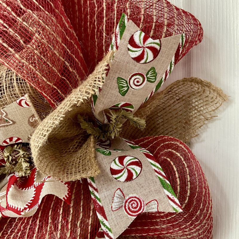 Gingerbread Spice & Everything Nice Christmas Wreath Handmade Deco Mesh