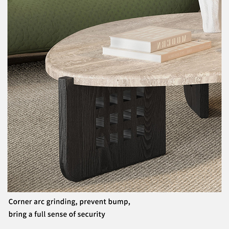 Modern Minimalist Egg-Shaped Coffee Table, Black