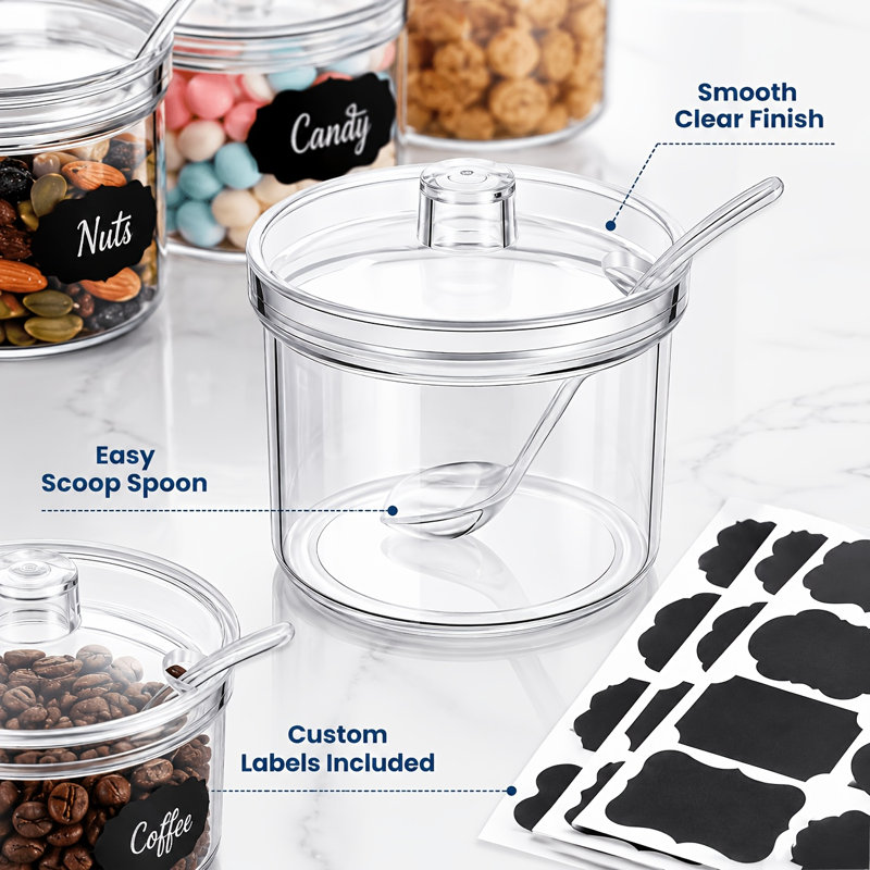 Ensemble de 20 pots à épices transparents avec couvercles, cuillères et étiquettes