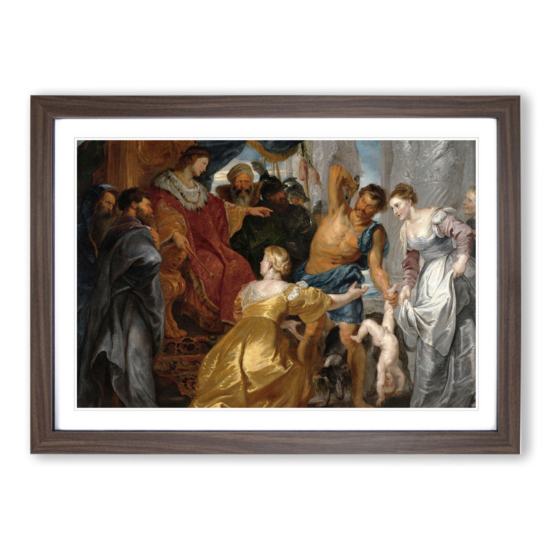 The First Book of Kings in the Bible by Peter Paul Rubens - Picture Frame Painting, 27cm H x 36cm W x 2cm D, Walnut
