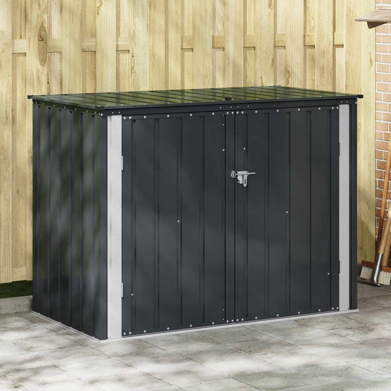 vidaXL Garden Storage Box with Shelf with Storage with Lock Steel Outdoor Lawn