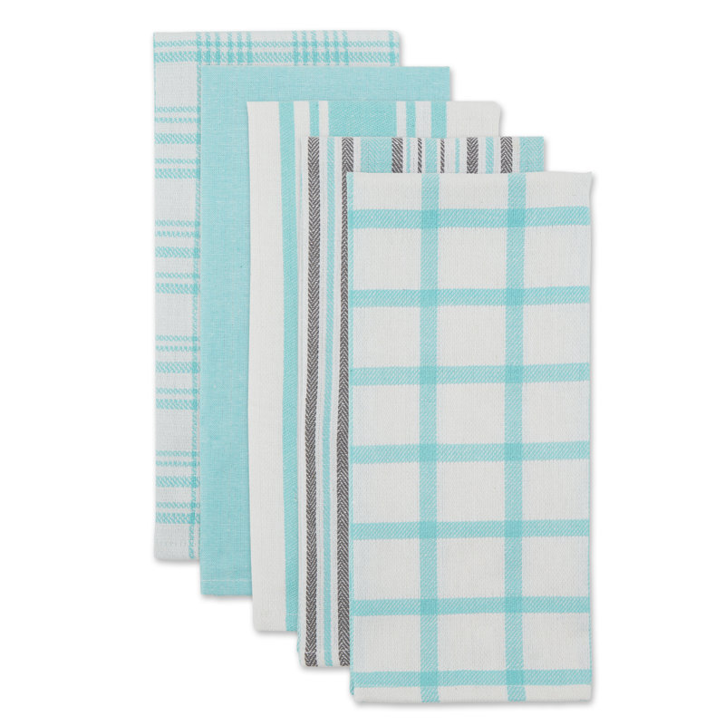 Cotton Stripe Jacquard Tea Towel Kitchen Towel, Aqua