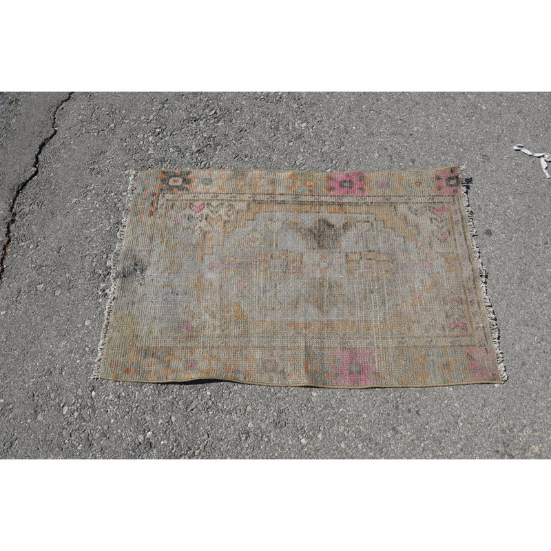 Tapis tissé à plat, tapis turc, tapis rétro, petits tapis de 2,4 pi x 3,8 pi, tapis froids beiges, tapis tissés à la main