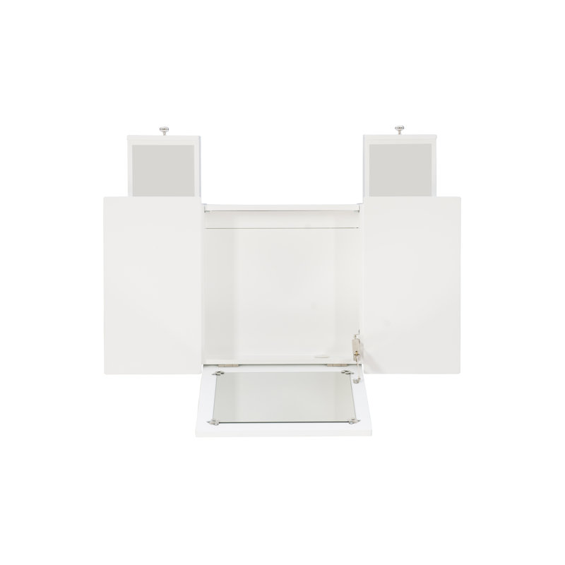 Fidelmar 36" 2-Drawer Flip Top Mirror Vanity with Butterfly Print Stool, White