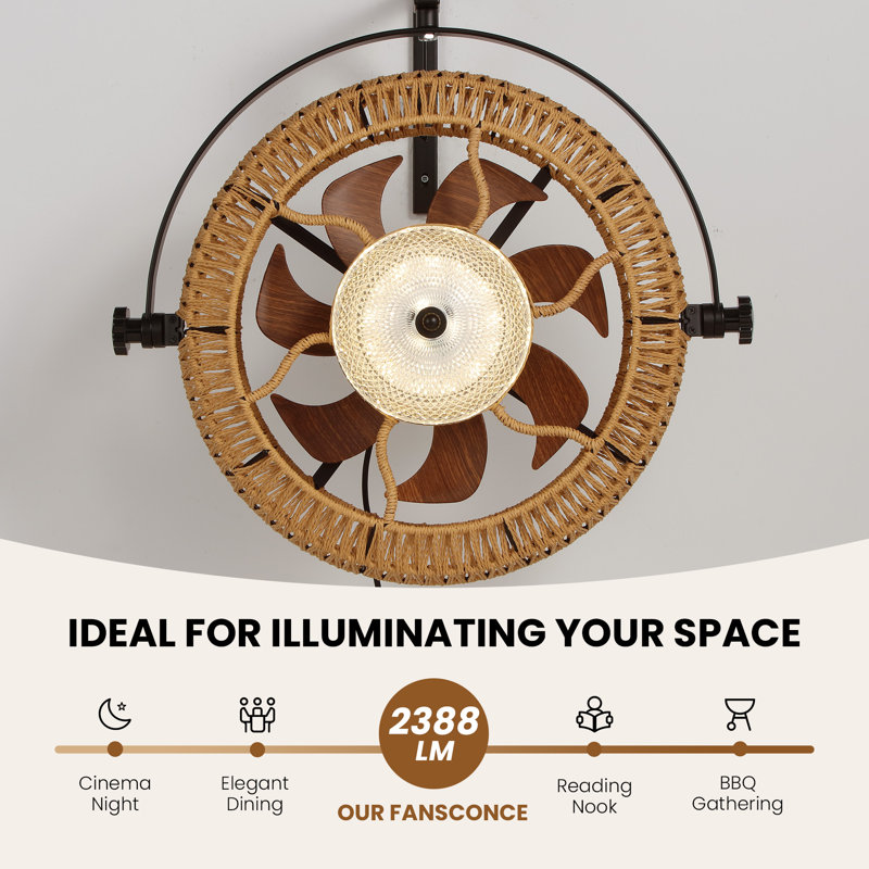  LED Wall Mounted Fan with Remote Included