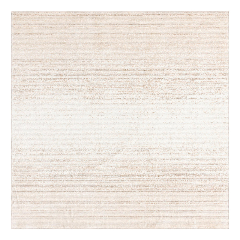 Tapis rayé ivoire Hulsey, Carré 7 pi 3 po