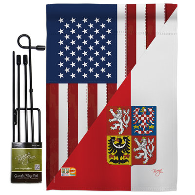 American Czech Friendship 2-Sided Polyester 18.5 x 13 in. Flag Set