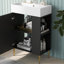 Meuble-lavabo noir 21,6 po, armoire combinée, meuble de rangement pour salle de bain, lavabo simple en céramique, rangement à droite-121294495