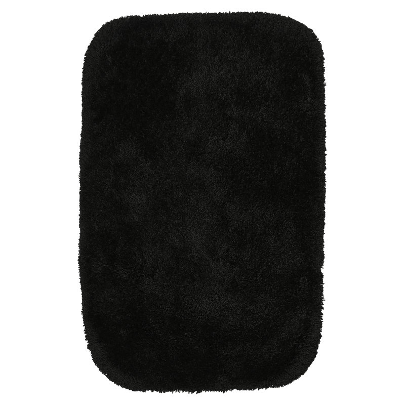 Billy-Dean Nylon Bath Rug with Non-Slip Backing, Black, 24" W x 40" L