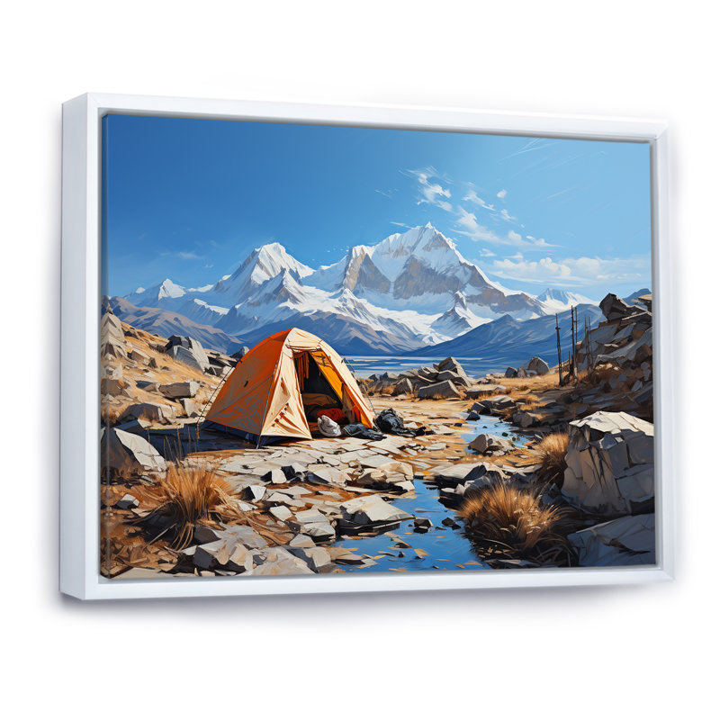 Mountain Mountain Solitude 2 - Art mural de voyage en camping, Cadre de coin argenté fermé, H 34 po x l 44 po x P 1,5 po