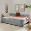 Lit de jour incurvé à dossier arrondi avec couchette coulissante et port USB, tissu chenille à garniture cloutée rétro-1116012820-1116012822