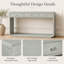 55'' Blue-Gray Console Table With 3 Drawers, Open Shelf And Rounded Waterfall Frame-130781909