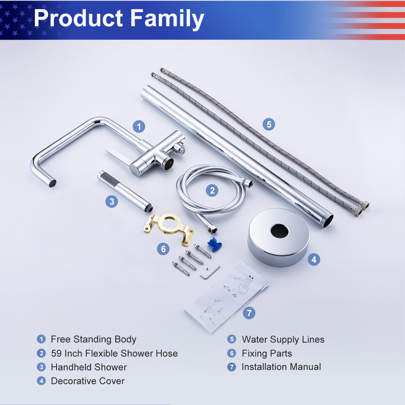 Rainlex Single Handle Floor Mounted Clawfoot Tub Faucet with Handheld Shower Freestanding Faucet, Chrome