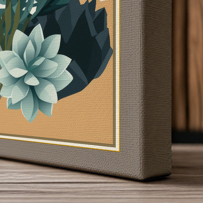 Desert Garden Botanical - Wrapped Canvas, 18x12 - 45.7 x 30.5 cm, Taupe Border