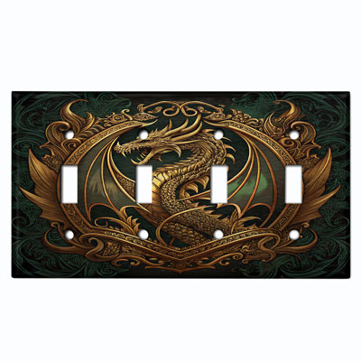 Couvercle de plaque d'interrupteur en métal; Emblème du dragon standard américain à 4 bandes - Dragon