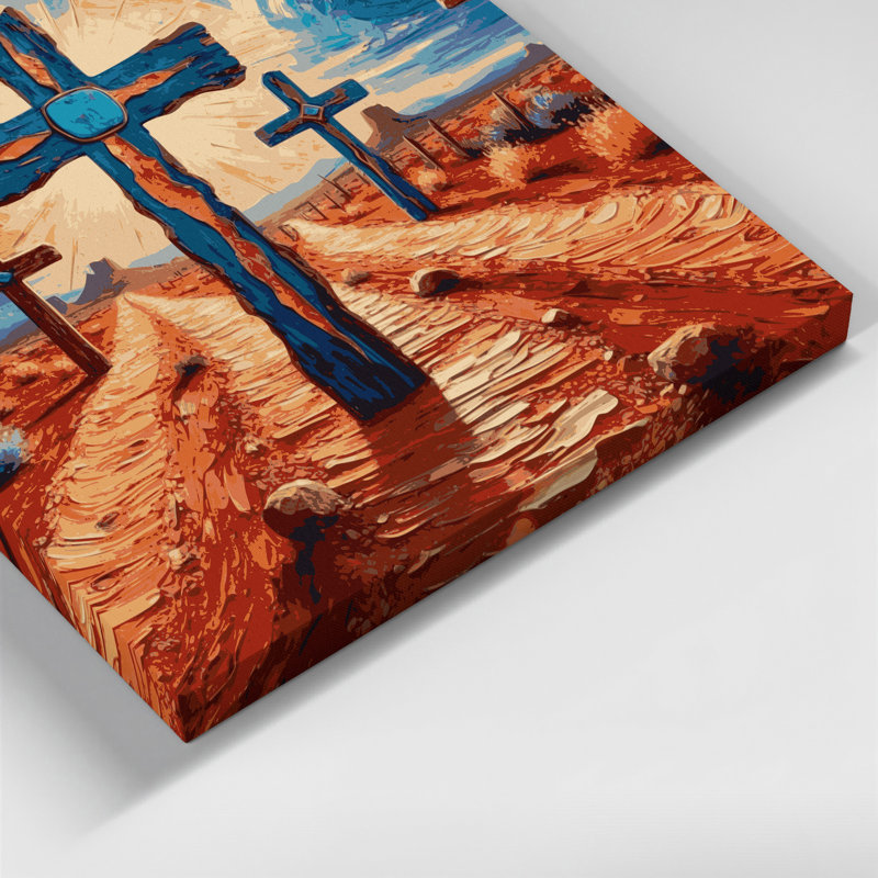 «Southwestern Patterns Cross Path 210», art mural sur toile brune, H 8 po x l 10 po