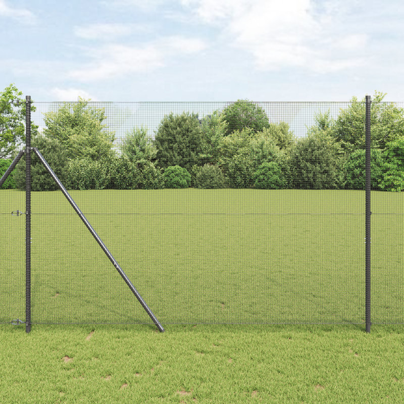 Vidaxl Welded Wire Fence With 7 Posts Steel, Grey, 160cm H x 2500cm W