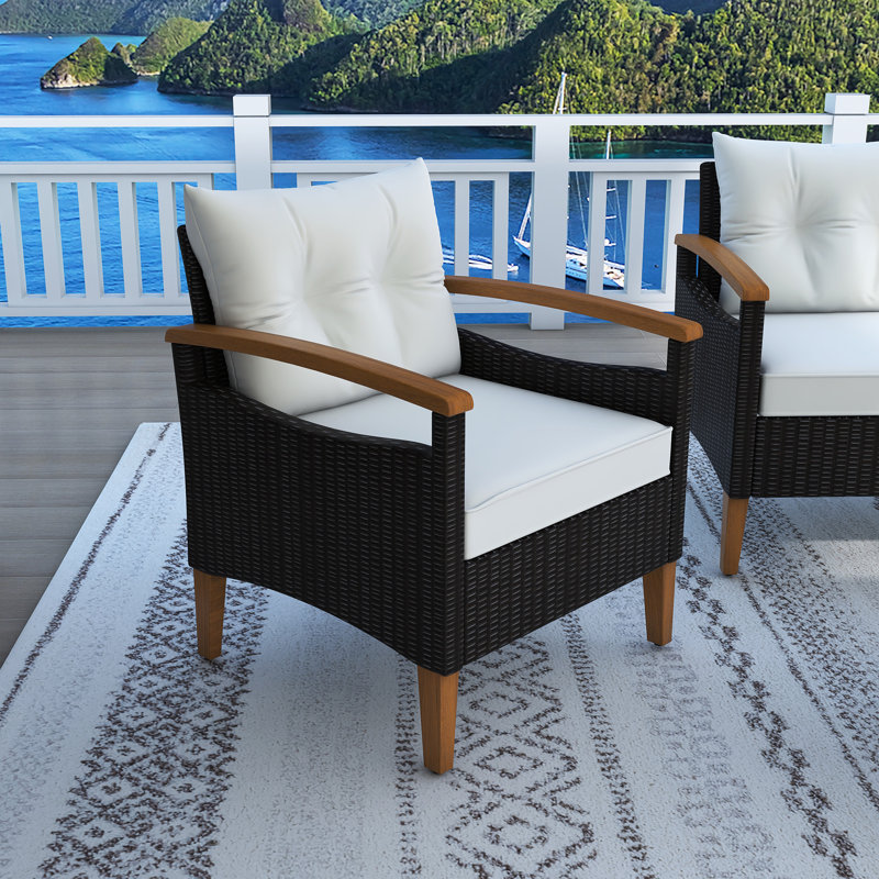 ENSEMBLE DE SIÈGE DE 4 PIÈCES EN PATIO DE PETIT DE PETIT RATTAN PETIT, Beige