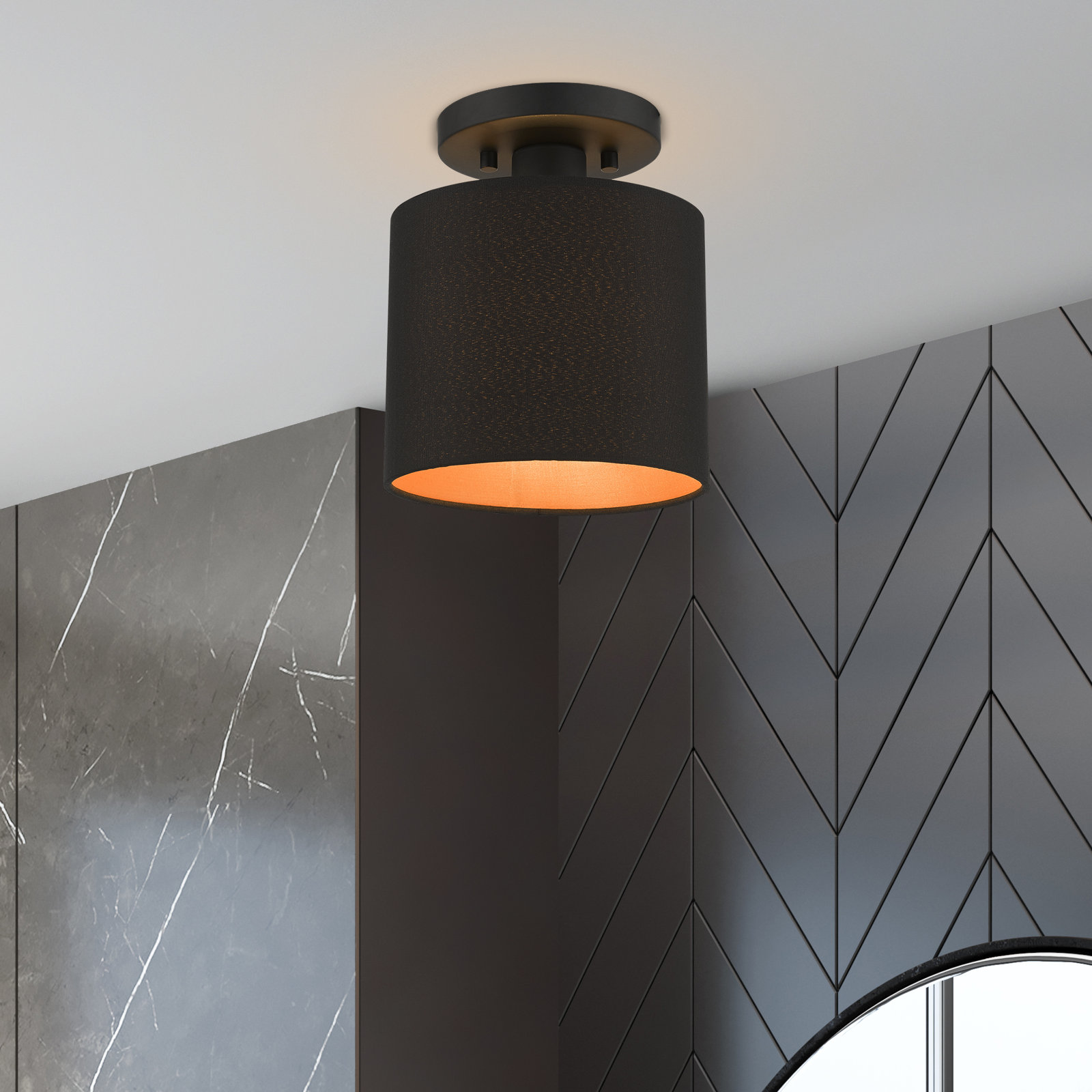 Saskia Single Light Fabric Semi Flush Mount