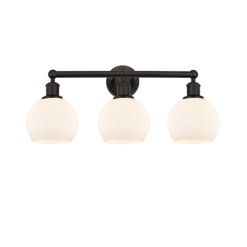 Éclairage pour salle de bain 3 lumières à intensité variable, Blanc mat, Bronze frotté à l'huile